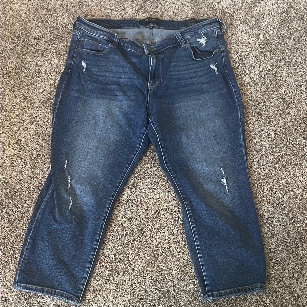 Liverpool Dark Blue Distressed Ankle Jeans